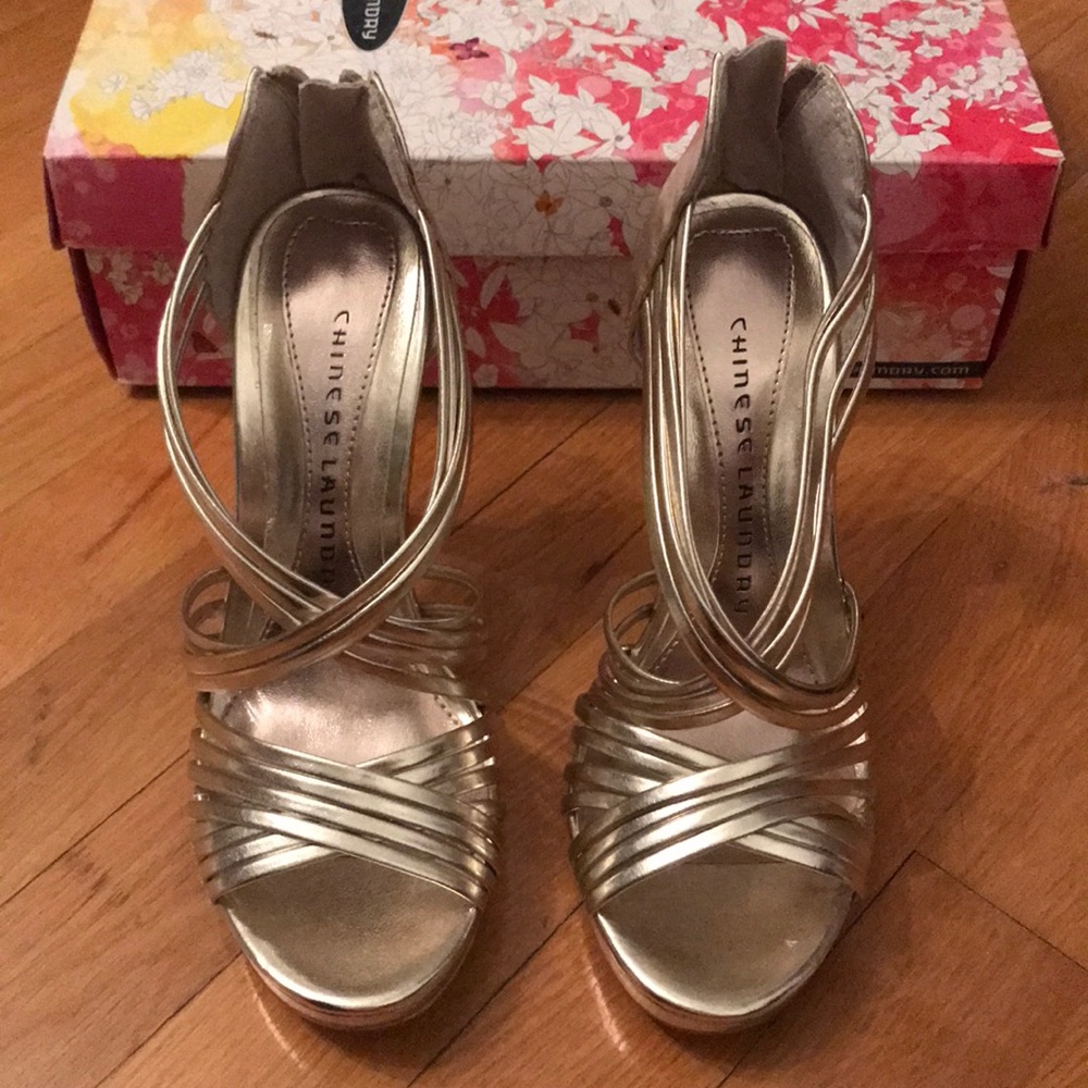 Never worn gold strappy sandals